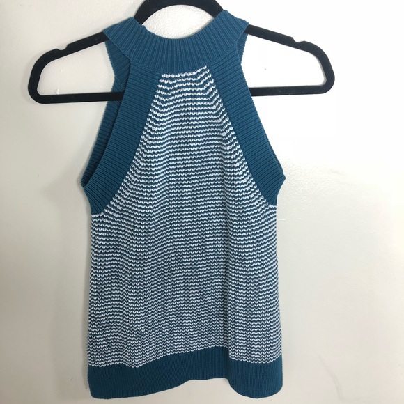 ⚡️ LOFT Teal & White Halter Sweater Tank Vest XS - Picture 6 of 6